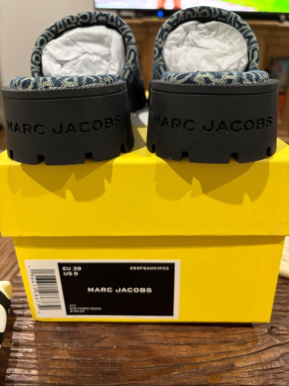 Marc Jacobs Blue Denim Logo Slide Sandals Size 9(40) - Picture 5 of 6